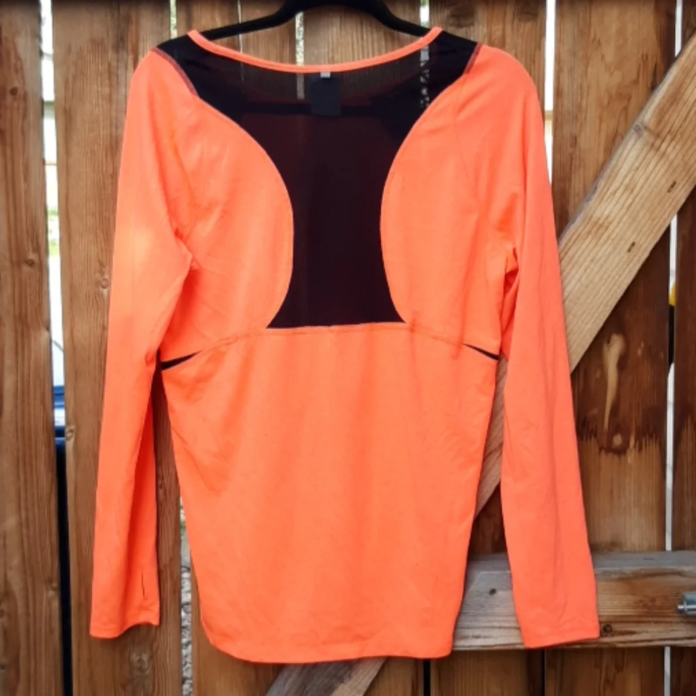 Nike long sleeve orange top w/ black mesh large